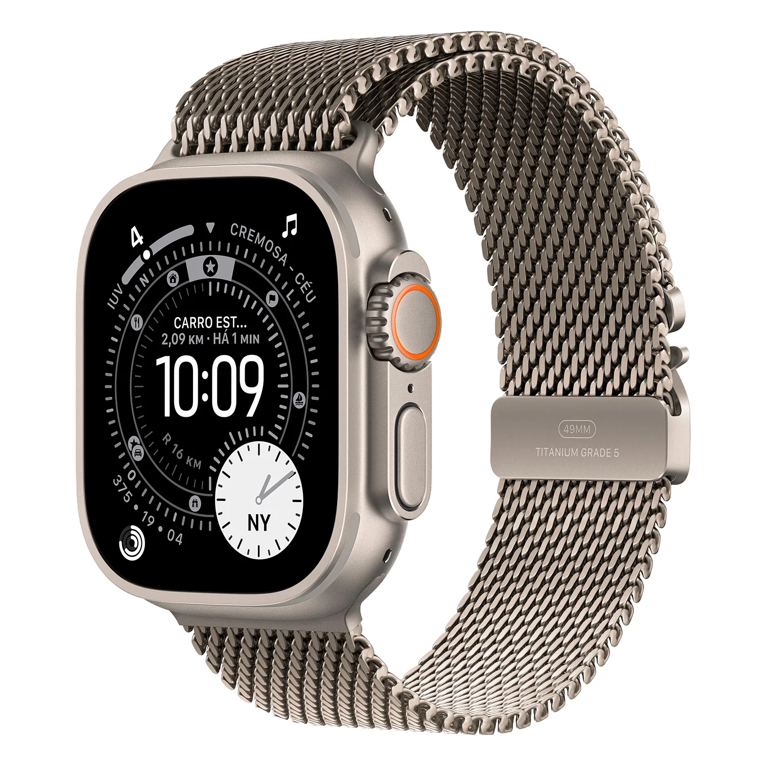 Apple Watch Ultra 3 MF0E4ZP/A Celular + GPS Caixa Titânio 49mm - Estilo Milanês de Titânio (L)