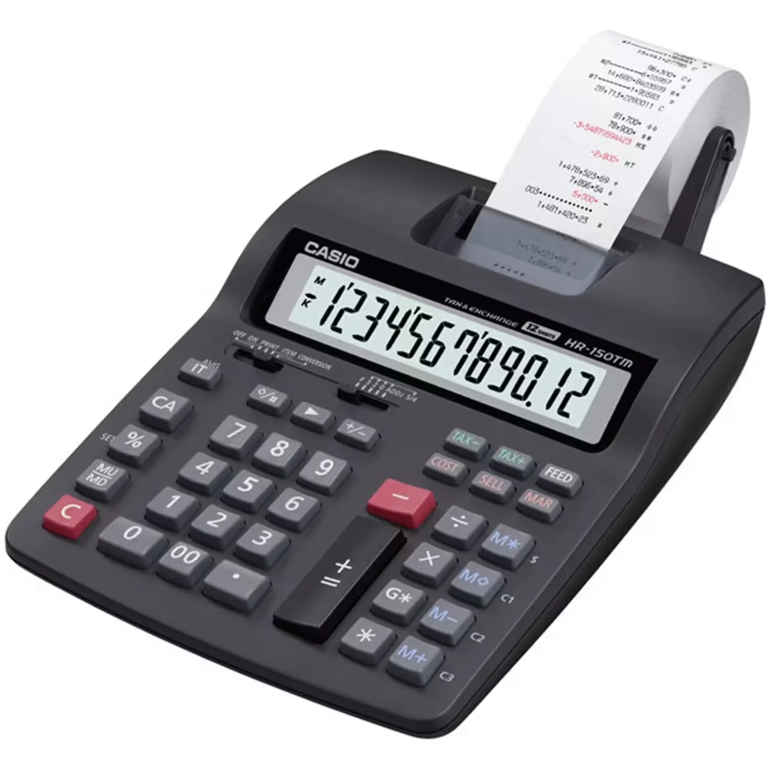 Calculadora com Impressão Casio HR-150RC 12 Dígitos Bivolt - Preto