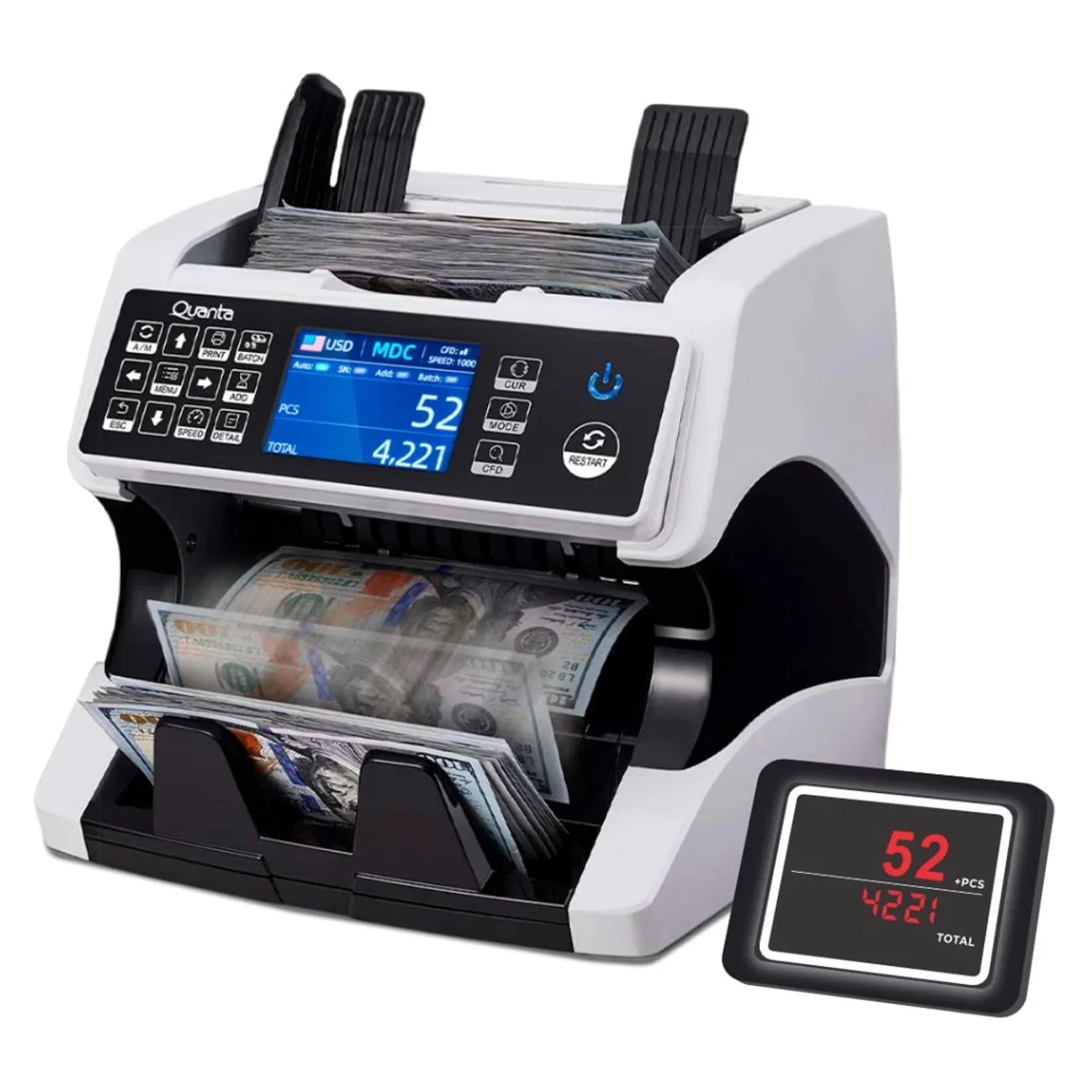 Contador de Dinheiro Quanta QTCDD25 Bivolt - Preto Branco