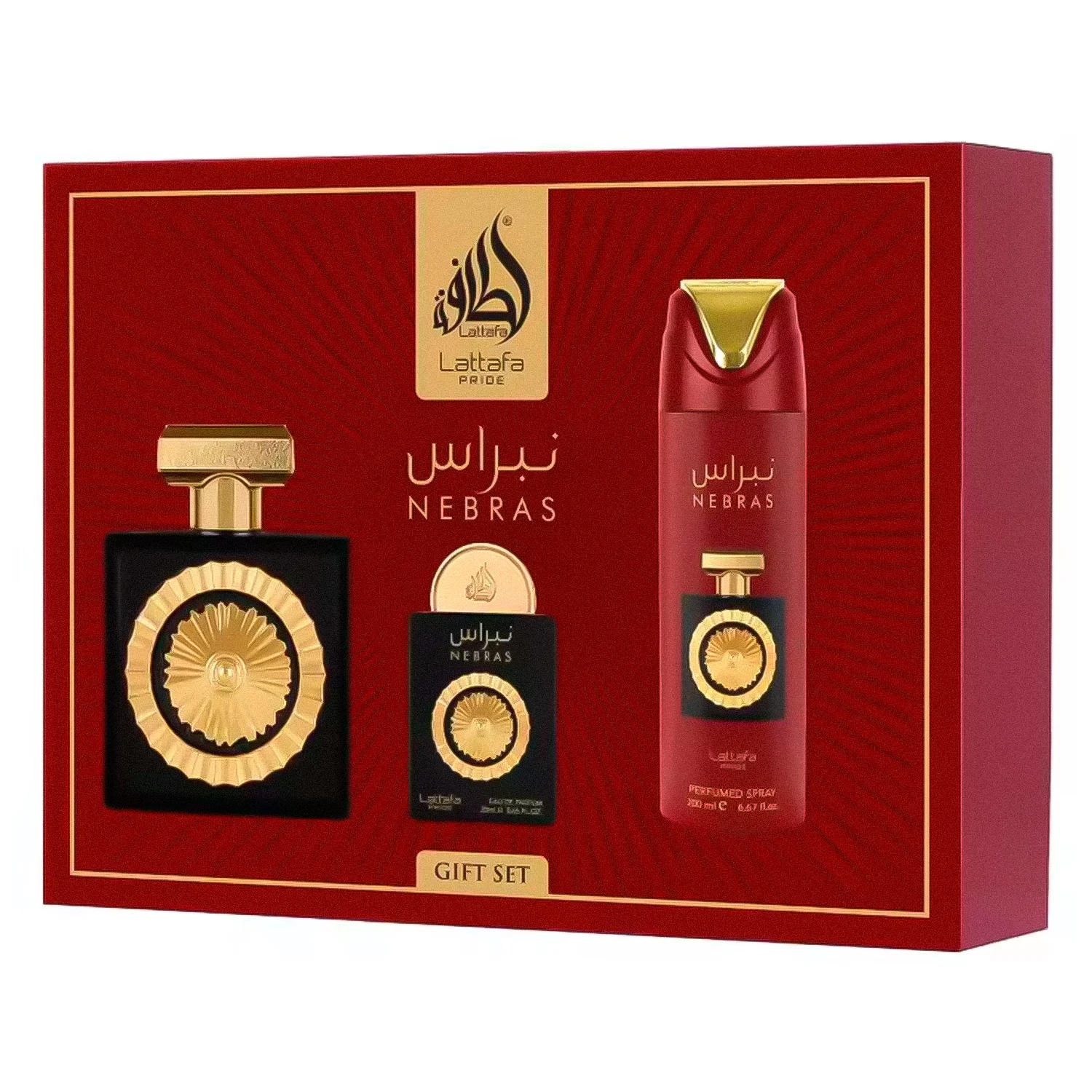Kit Lattafa Nebras Gift Set Eau de Parfum Unissex - 3 Unidades