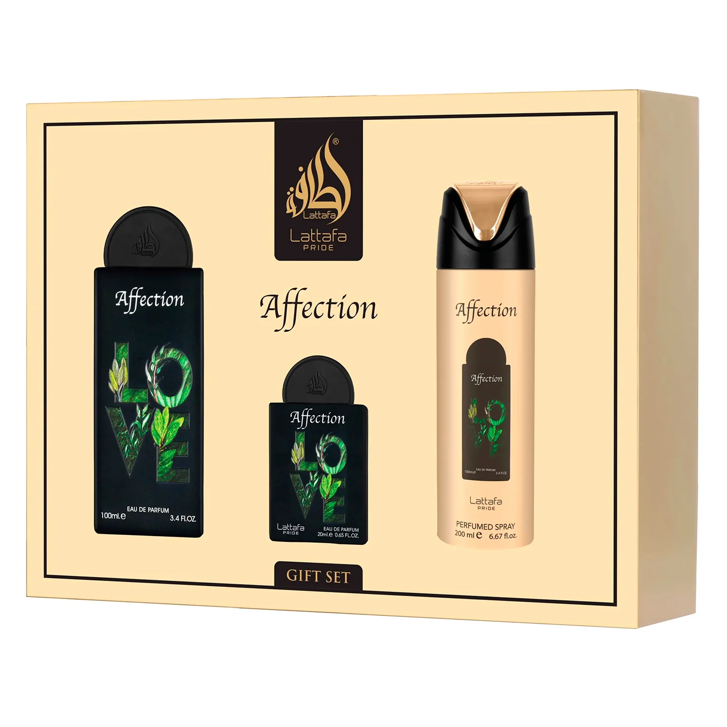 Kit Lattafa Pride Affection Eau de Parfum Unissex - 3 Unidades